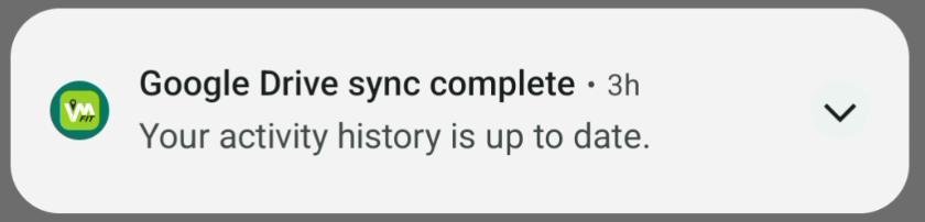 VMFit Google Drive sync complete notification