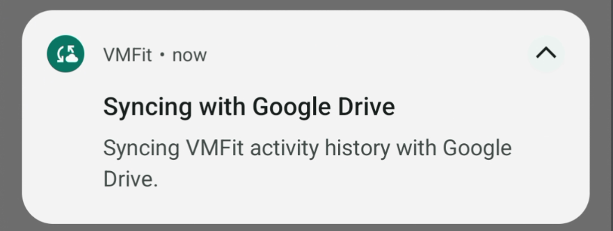 VMFit Google Drive sync notification